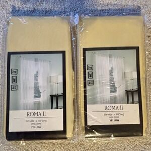 Lot of 2 New Lichtenberg ROMA II Yellow Sheer Curtain Panels 59in x 63in (2007)